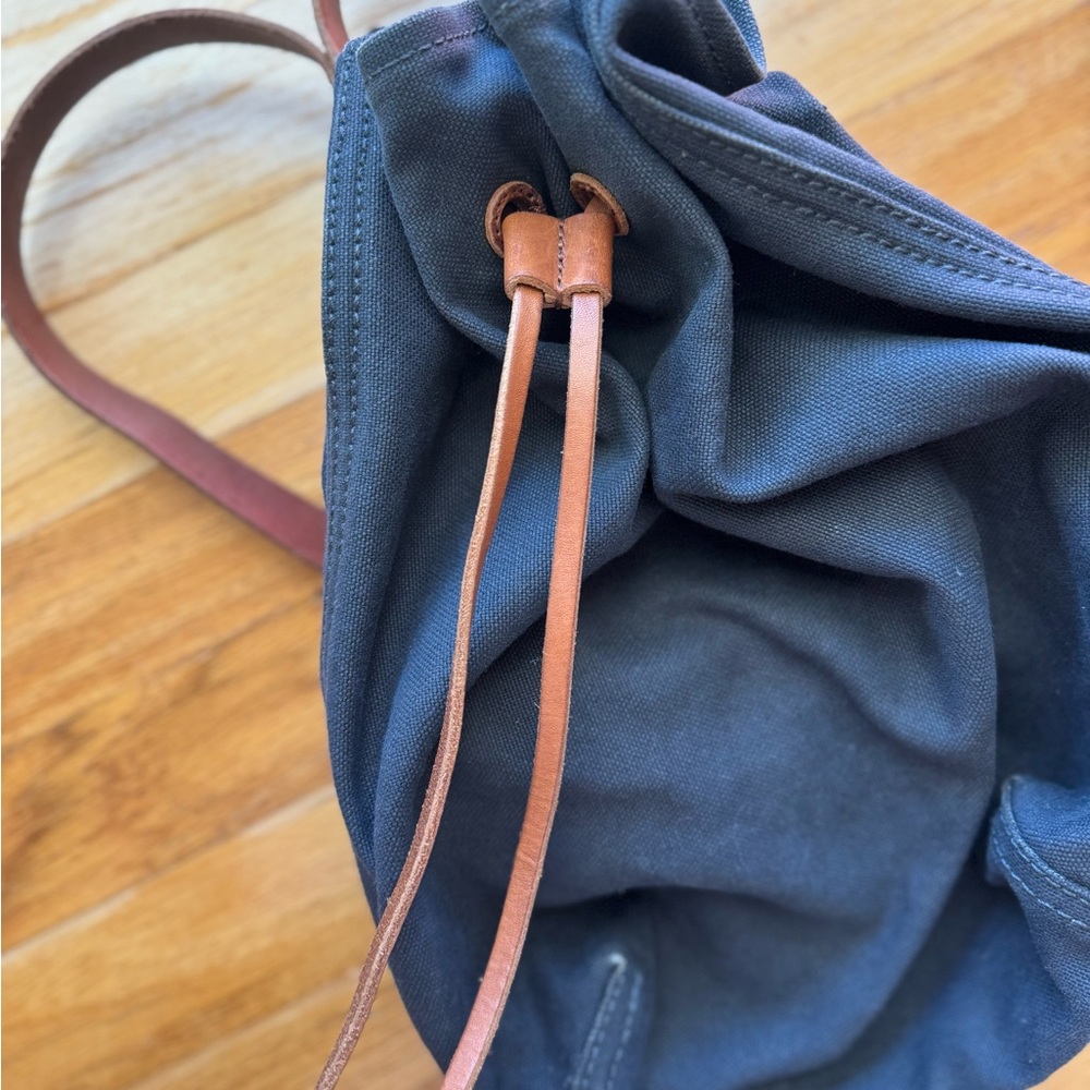 Madewell Blue backpack with leather handles
